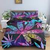 3D Digital Printing Bedding Colorful Leaf Quilt Cover Three-Piece Home Textile Model
