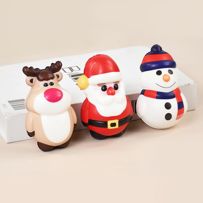 4pcs Christmas Anti-Stress Relief Toy Santa Claus Xmas Tree Squeeze Bounce Toy Kids New Year Gift Christmas Party Decor