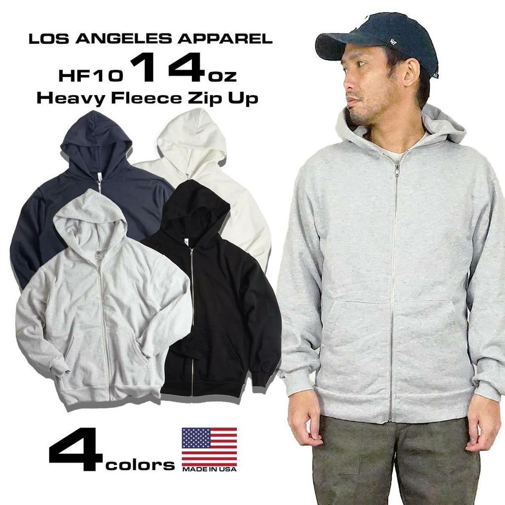 LOSANGELES APPAREL HF10 14oz Heavy Fleece Hooded Ash XXL Zip-Up Sweatshirt, Gray,