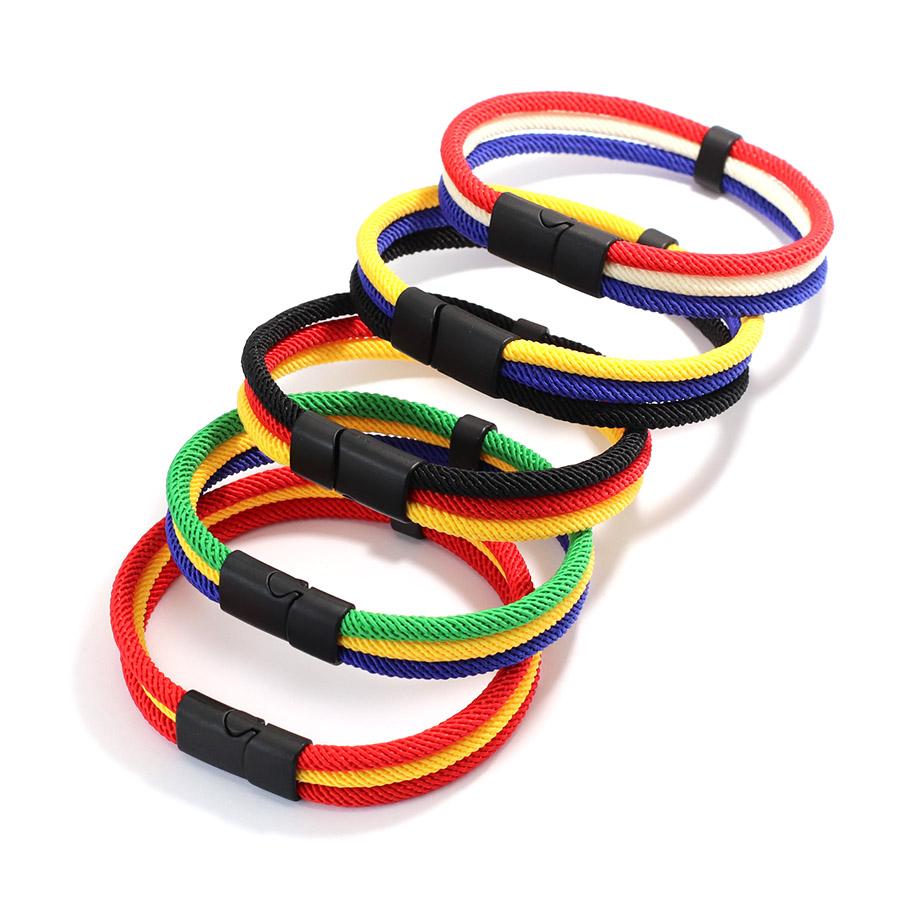 Multi Color Size National Flag Color Charm Bracelet Unisex Detachable Magnet Buckle Wrap Braslet Grade A 4mm Rope Braclet Joias