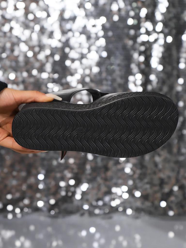 Босоножки на танкетке и платформе для женщин 2024 года, летние туфли с открытым носком и высоким каблуком, повседневные однотонные женские босоножки из искусственной кожи на молнии Sandalias Mujer