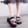 6cm High-heeled Slippers Female Non-slip Slope Thick-soled Simple Casual Style Cute Sexy Summer Beach Shoes