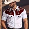Men's short-sleeved cardigan lapel Hawaiian shirt micro-elastic 1D digital printing ethnic style casual