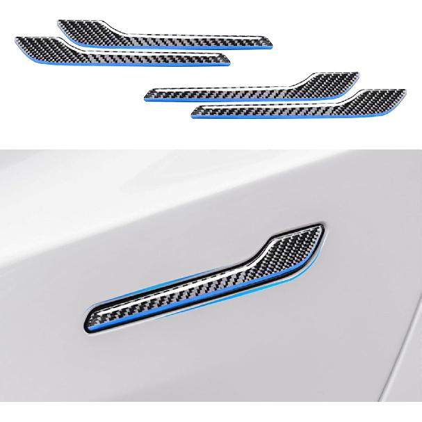 YHCDSEA Model 3 Y Carbon Fiber Door Handle Decorative Protection Cover 4 Pcs/Set Compatible Tesla Model 3 Y Accessories (Red Carbon Fiber)