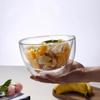 YWDL 300/500ml Clear Double Layer Glass Bowl Heat-resistant Fruit Salad Bowl  Kitchen Glassware For Soup Cereal Dessert Bowls