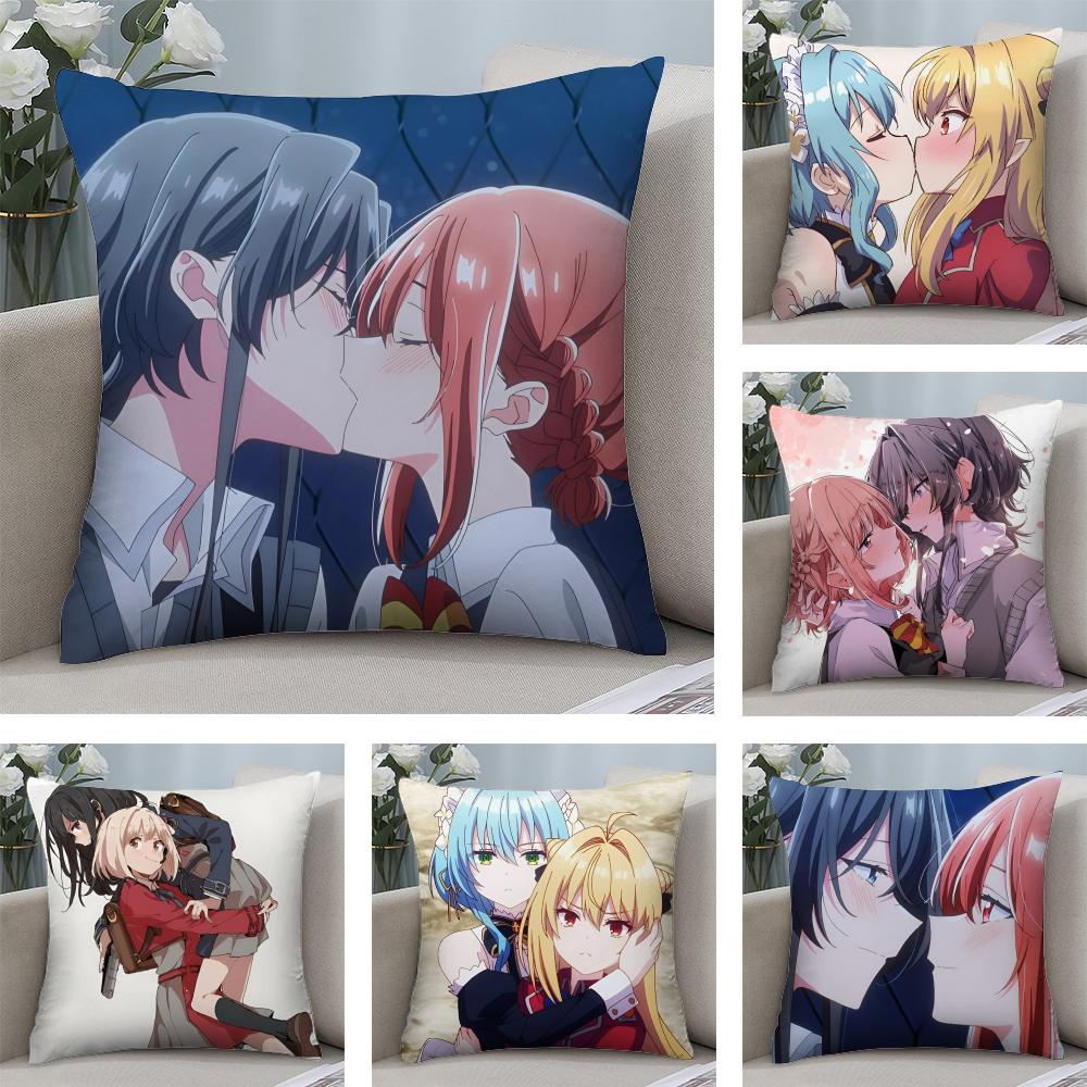 Hikikomari Kyuuketsuki no Monmon Cushion Cover Soft Plush Fabric Double-Sided Printed Sofa Cushion Cover for All Seasons Decor