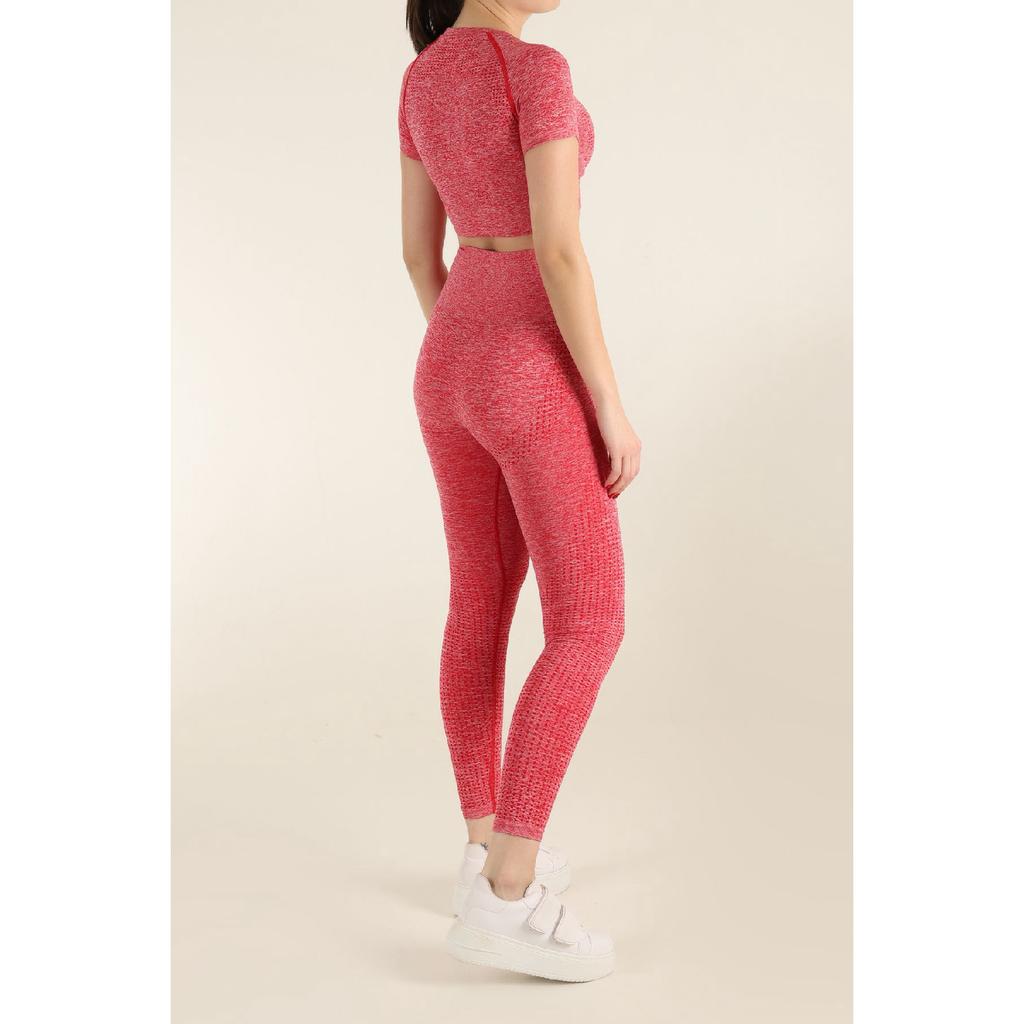 Комплект спортивных колготок меланжевого цвета с короткими рукавами