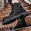 Модные осенние и зимние мужские ботинки Классические модные универсальные стильные для отдыха на открытом воздухе деловые туфли из натуральной кожи черного цвета для офиса