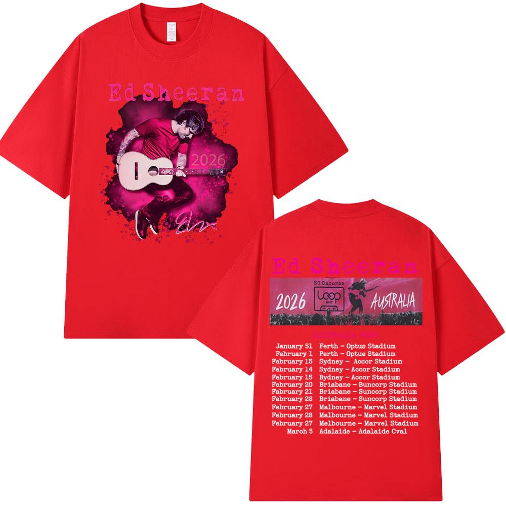 Ed Sheeran Loop Tour Concert 2026 Merch Tshirts Fans Gifts Unisex Women Clothing Fashion 100 Cotton Oversized T Shirts Streetwear