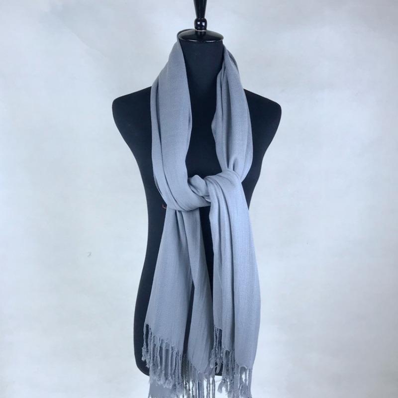 Big Red Club Gift Print OO Embroidery Solid Color Twill Cotton Shawl Scarf Extra Long High Sense