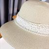 Summer Fashion Lace Bow Beach Travel Sun Hat, 100% Paper Straw Crocheted Flat Top Hat with Buckle Closure, Unisex Sun Protection for Weddings