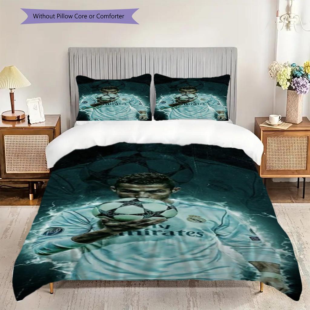 Dynamic Cr Football Action Three-piece set (1 * duvet cover + 2 * pillowcase, without core) 2D Flat Bedding set Soft and comfortable