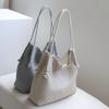 Handwoven Boho Tote Bag With Leather Trim Large Capacity Shoulder Daily Commute
