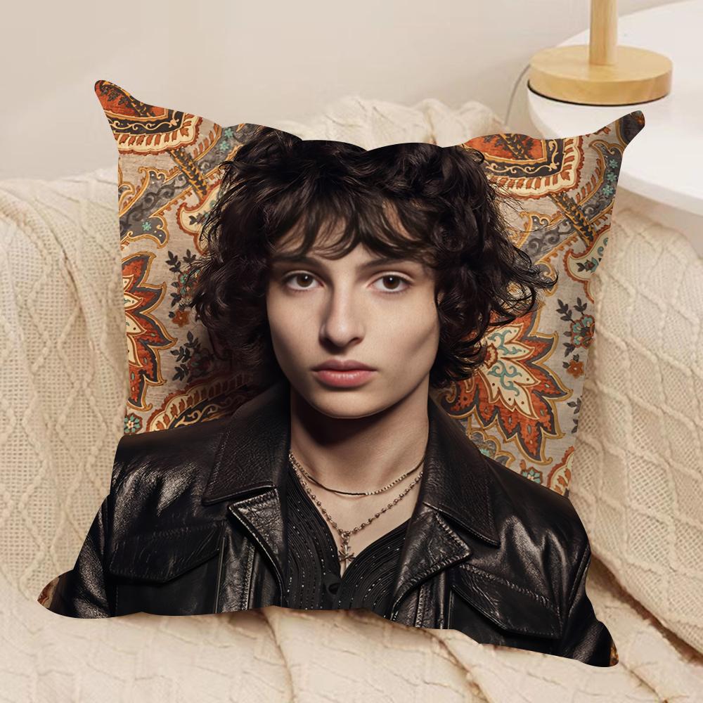 Actor FFinn WWolfhard Cushion Cover Silky Short Plush Invisible Zipper Dustproof Sofa Pillow Case for Home Decor