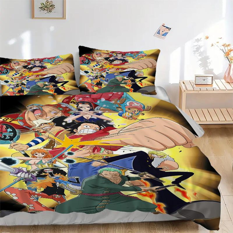 One Piece Bedding 3 Piece Set HD Print Duvet Cover Pillowcases for Teens Adult Bedroom Decoration Christmas Gift C383