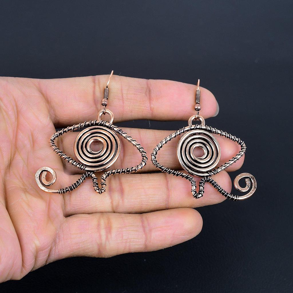 Designer Copper Earrings, Handmade Gemstone Earrings Jewelry, Gifts For Wife Brand New Earrings