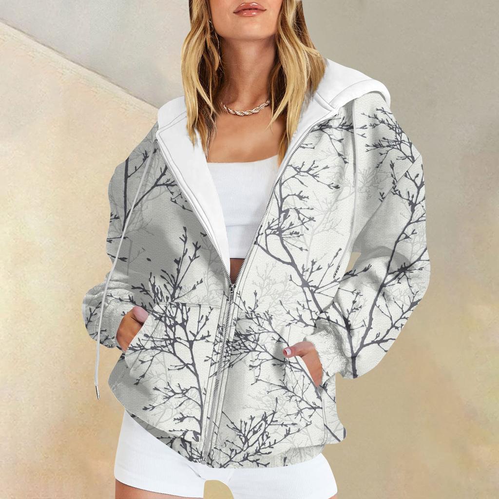 Женские повседневные модные пуловеры с принтом и длинными рукавами, толстовки на молнии, пальто