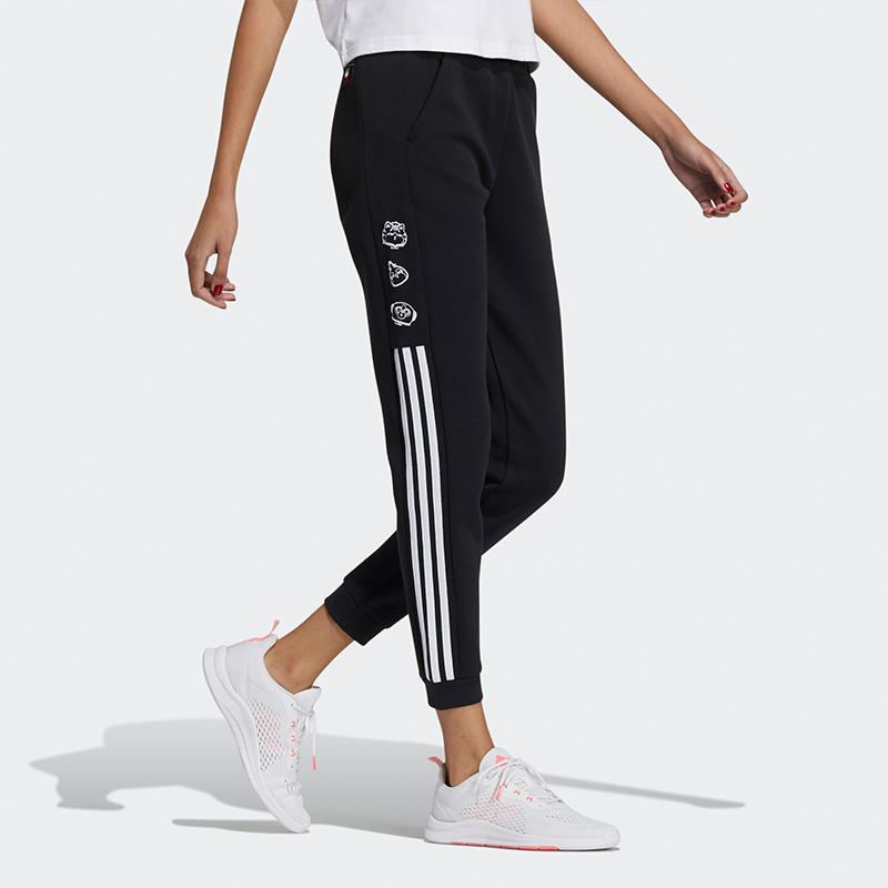 adidas Женские зауженные джоггеры Neo CNY Series с контрастными тремя полосками, черные, H45035
