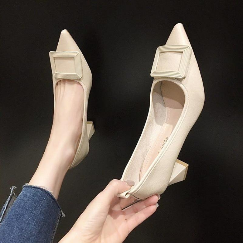 Модная женская летняя обувь, офисная обувь для женщин 2024, мокасины, черные туфли на квадратном каблуке, белые туфли на высоком каблуке 39, обувь Beau Today