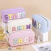 Letter Design Corduroy Toiletry Organizer With Breathable Fabric For Daily Use