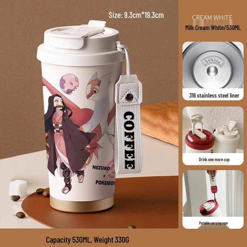 Кружка-термос с трубочкой из нержавеющей стали «Клинок, рассекающий демонов» Агацума Зеницу