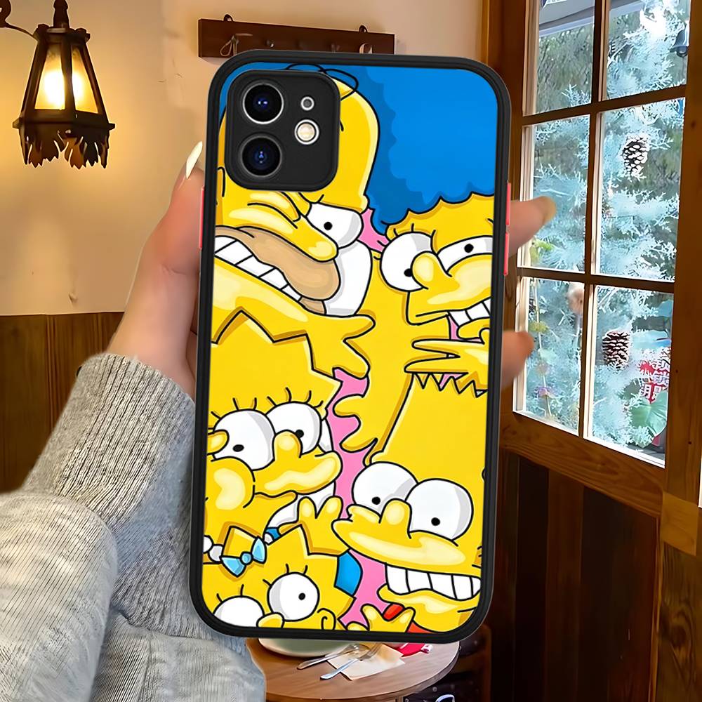 Смешной мультяшный чехол для телефона S-Simpsons для iPhone 16 15 14 Plus 15 13 12 11 Pro Max X XS MAX Матовый чехол
