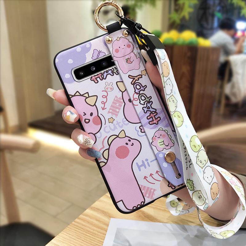 Lanyard Dirt-resistant Phone Case For Samsung Galaxy S10 5G/SM-G977N Soft Case Waterproof Wristband Anti-dust Cartoon