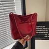 Trend Bow Red Bucket Bags For Women New Simple Commuting Handbags Korean Pu Leather Casual Versatile Female Shoulder Bag