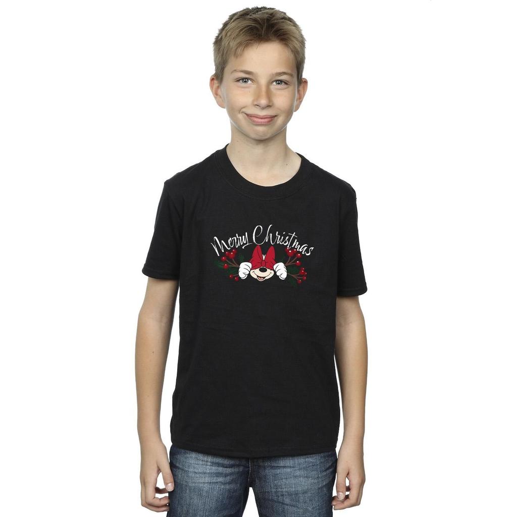 Disney Boys Minnie Mouse Christmas Holly T-Shirt