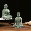 Buddha Garden Statue Fish Tank Decoration Mini Buddhism Figurine Desk Tablescape Decor Home Zen Statue Green Sandstone Thailand