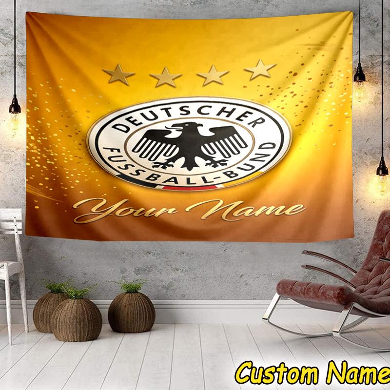 Custom Name German Football Federation Emblem Tapestry Room Decoration Wall Hanging for Living Room Bedroom, dormitory, Birthday and Christmas gifts