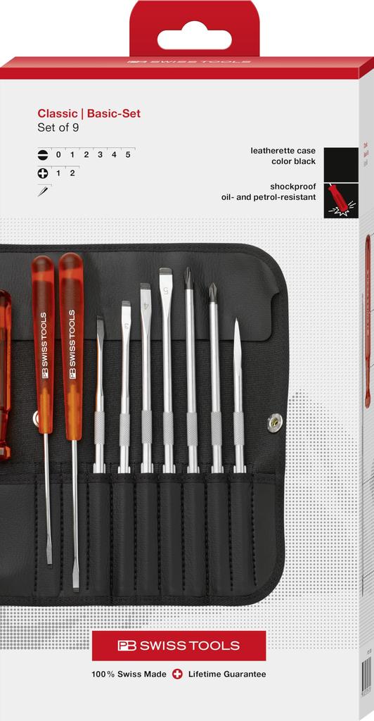 Набор сменных отверток PB Swiss Tools в бумажной коробке, 9 предметов, 215.CBB