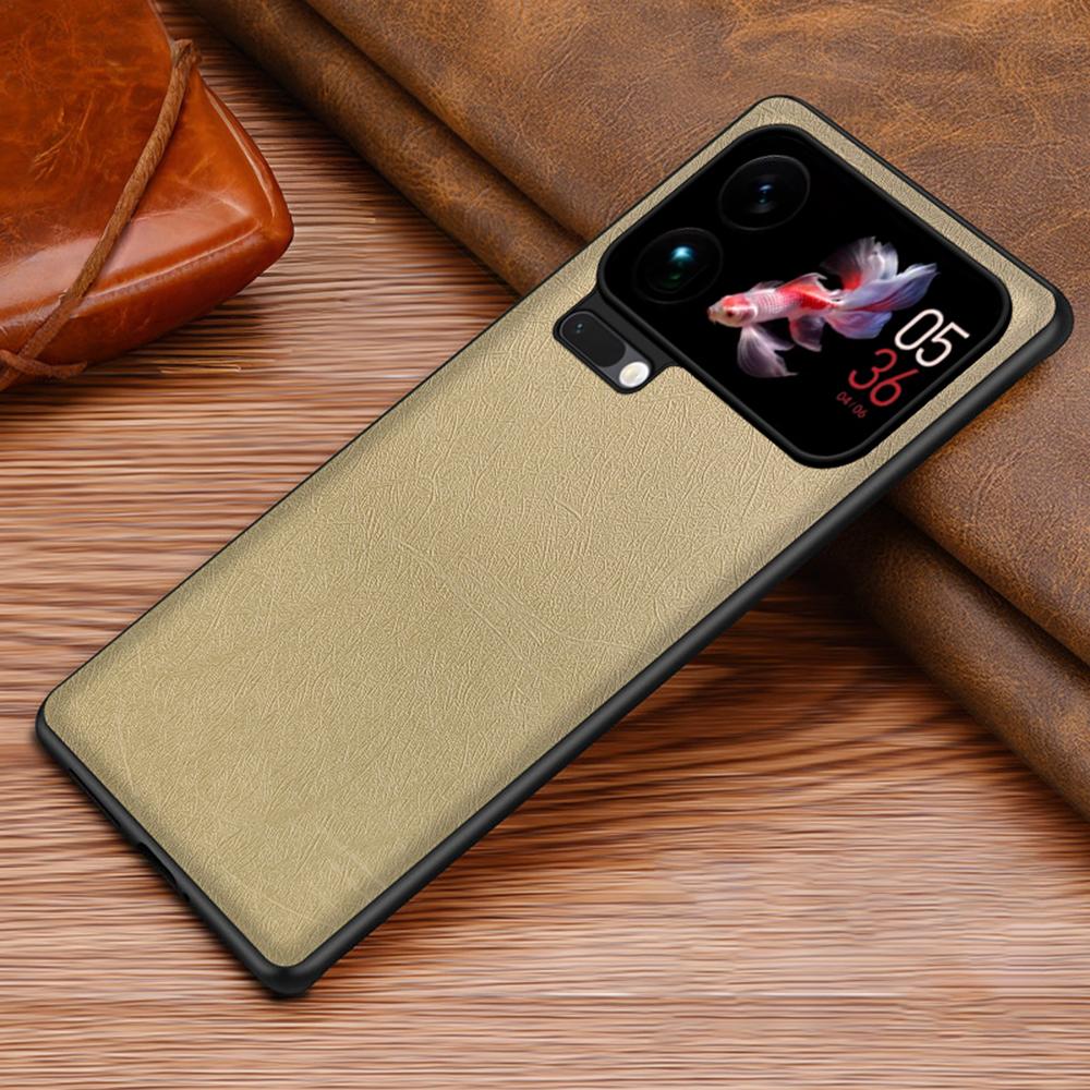 For Xiaomi 17 Pro Max Case Silk-Textured PU Leather Coated PC TPU Protective Phone Back Cover