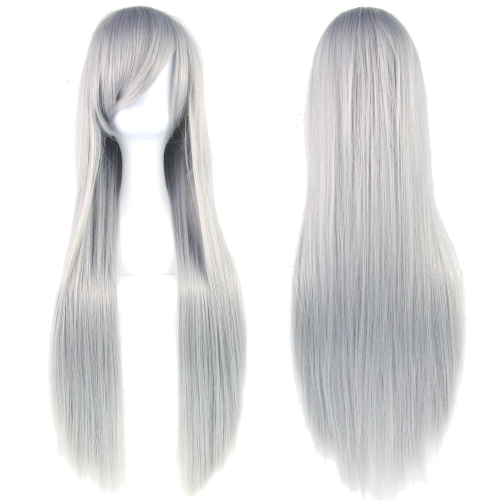 80cm Long Synthetic Hair Heat Resistance Anime Straight Hairpiece Halloween Cosplay Wigs for Women