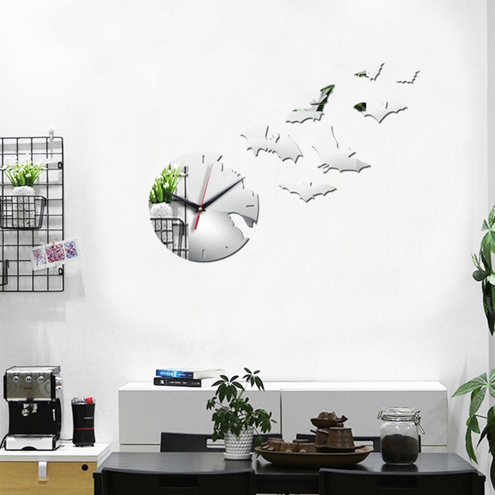 Bat Shaped Wall Hanging Clock Household Decorative Clock Halloween Bat Wall Clock Home Decor