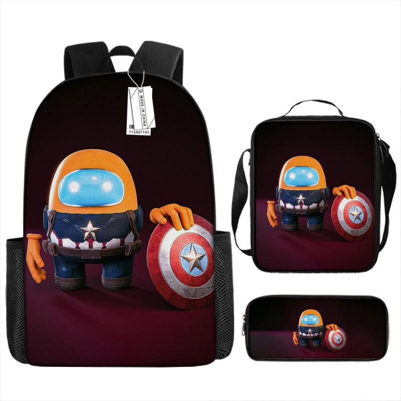 Among Us Themed School Backpack Set Kids - 3PCS Shoulder Bag Pencil Case Oxford Fabric Breathable Waterproof