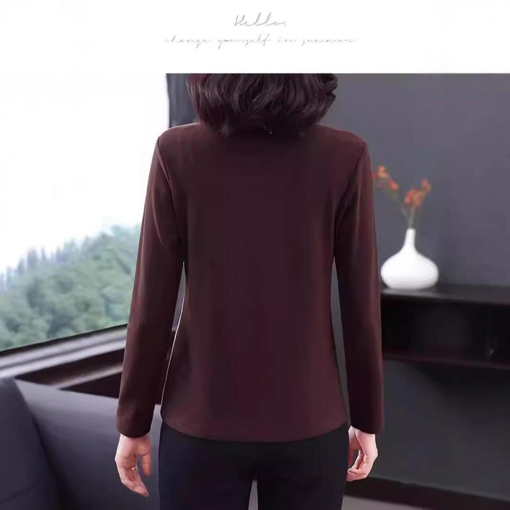 Round Neck Long Sleeve German Velvet Color Block T-shirt for Autumn and Winter