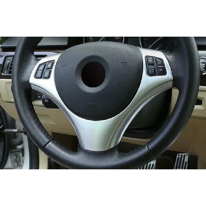 Cover Trim Border Strip Matte Silver Steering Wheel For BMW 3-Series E90 2005-12