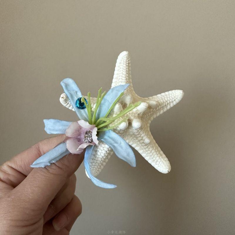 Бриллиантовая ткань цветок морская звезда боковая заколка для волос отпускной ветер милая заколка-уточка нишевая мода высококлассные аксессуары для волос женщины