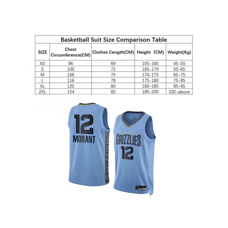 Джерси Grizzlies Ja Morant 12 Баскетбольная Джерси Взрослые Мальчики Спортивная Форма