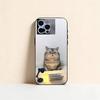 Table Working Cat Phone Case For iPhone 17,16,15,14,13,12,11 Plus,Pro Max,XS,Soft Silicone Black Cover