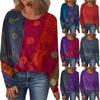 Women's Round Neck Floral Print Raglan Sleeves Long Sleeves All-match Loose Top