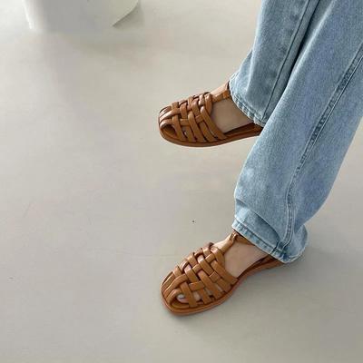 Женские сандалии летняя мода уличный пляж повседневный искусственная кожа пряжка дизайнерская женская обувь ретро плоская с дамами Romanas Mujer