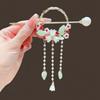 Elegant Hanfu Hairpin Vintage Long Tassels Floral Hair Accessory Flower Design Alloy Material Pearls Hair Sticks Daily Use