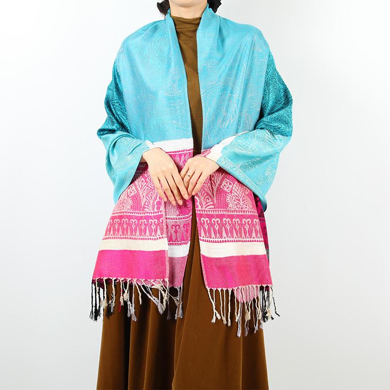 New Women's Outer Shawl Contrasting Color Striped Scarf Women's Autumn and Winter Warm Scarf Scarf Fashion Shawl