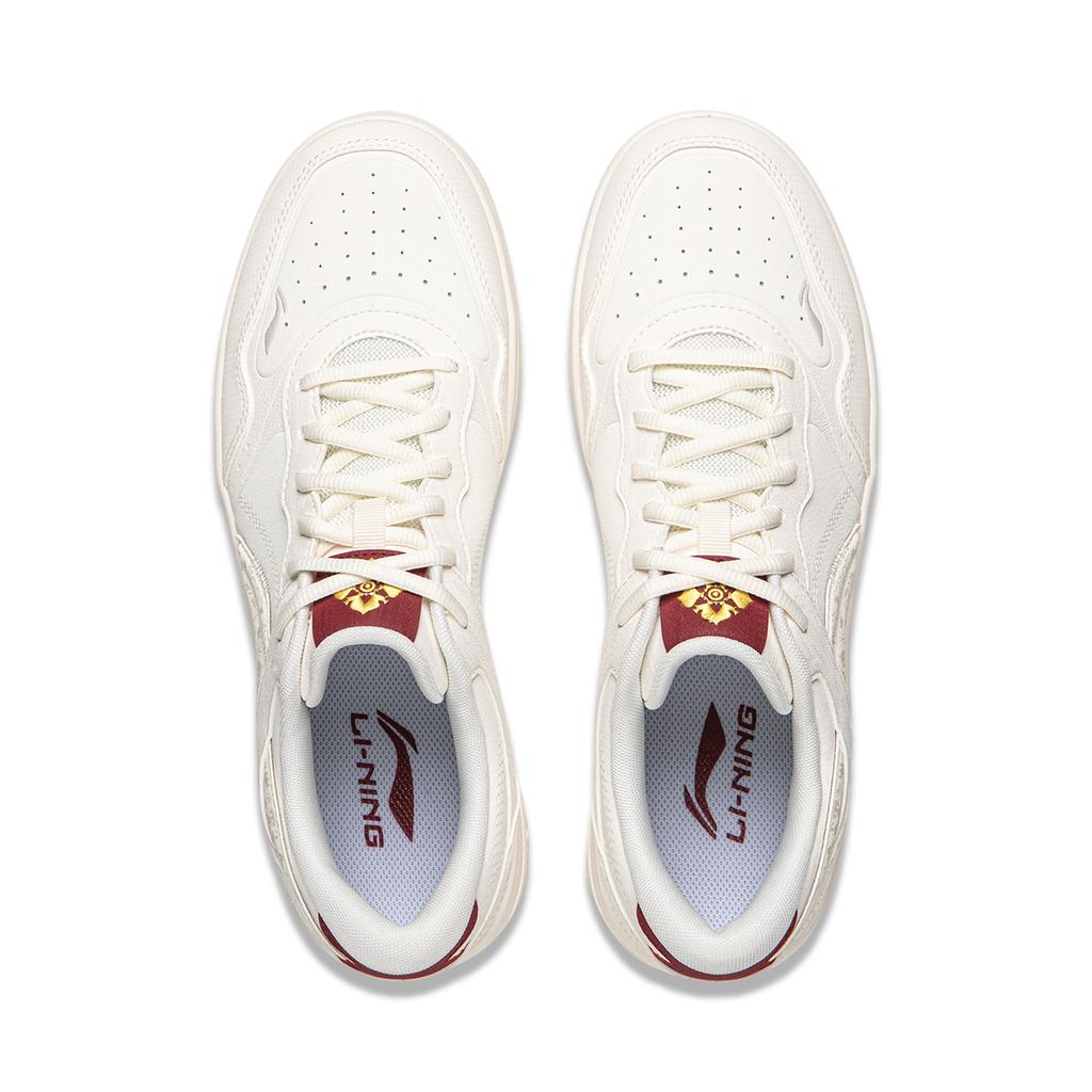 Li Ning Tianji Скользкие, износостойкие, увеличивающие рост, низкие кеды для скейтборда, мужские, белые с красным, AGCW065-5