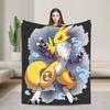 Anime Renamon Cozy Blankets For Sofa Home  Novelty Bedding Throws Winter Travel Car Flannel Bedspread