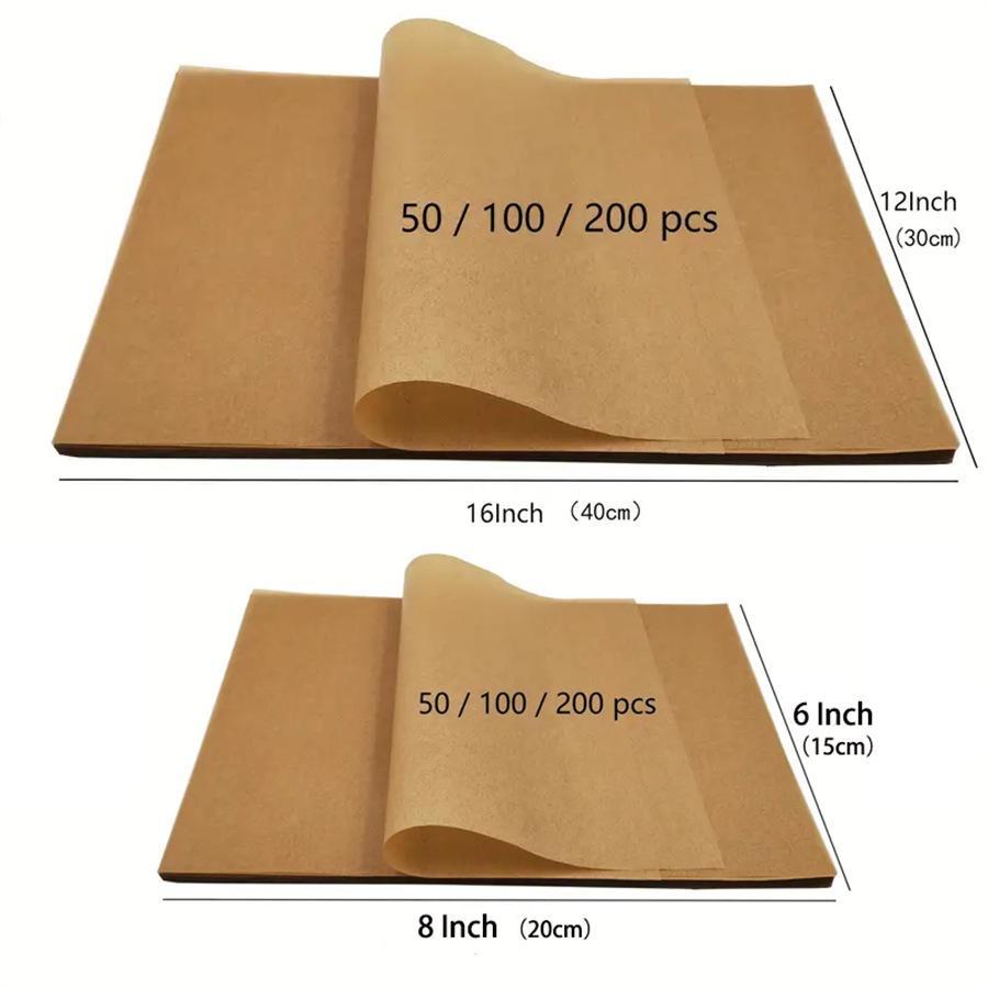 50/100/200PCS Parchment Paper Precut Baking Sheets , Oil-Resistant, High-Temperature Baking Paper for Cooking, Roasting, and Food Prep