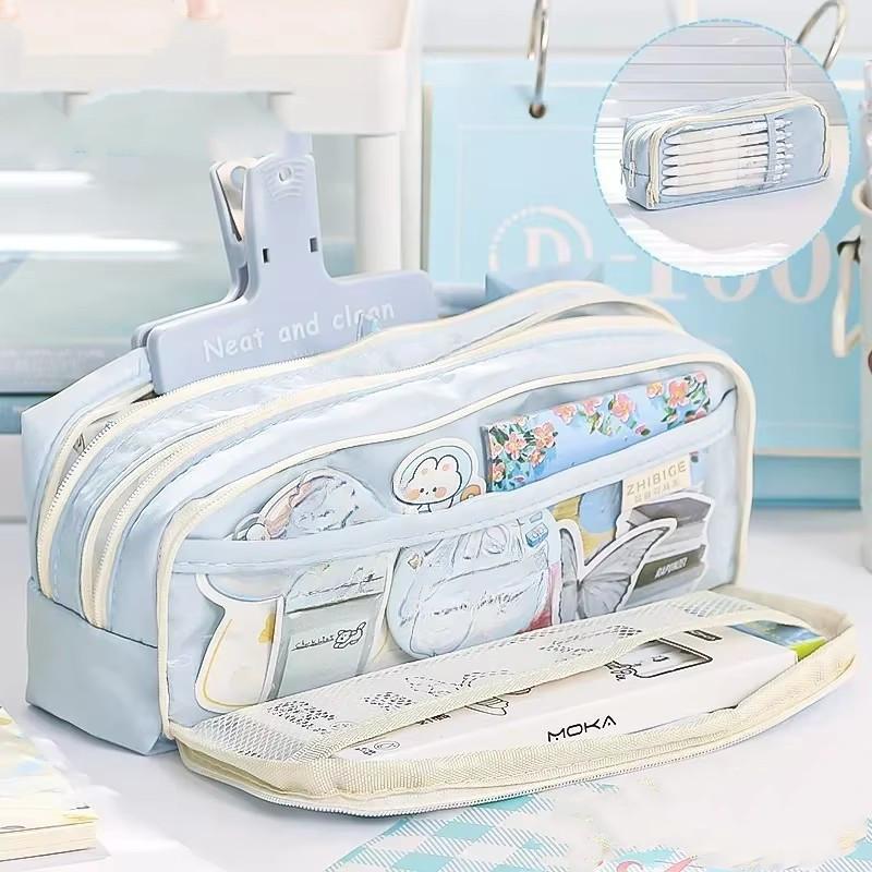 Прозрачный пенал Kawaii Канцелярская сумка Школьный мешочек Сумка для ручек Большая вместимость Прозрачный пенал для девочек Обратно в школу