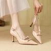 Spring and Autumn New Pointed-toed Stiletto High Heels Fashion Bag Head Women's Shoes Temperament Bow Red-soled Sandals